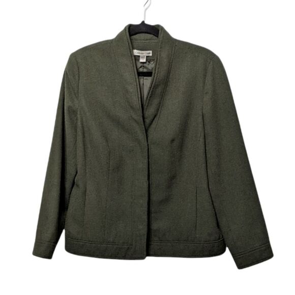 COLDWATER CREEK Wool Minimalist Army Green Jacket - Picture 1 of 6